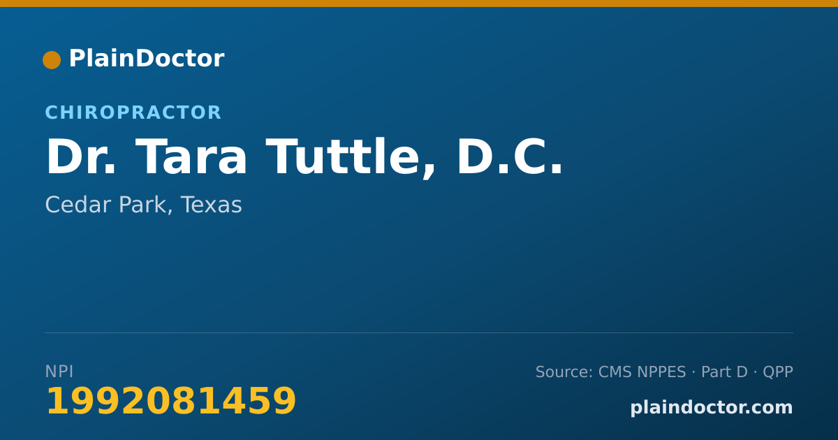 Shareable card for Tara Tuttle, D.C. - Chiropractor, Cedar Park, TX
