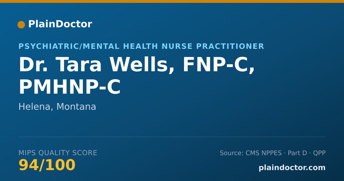 Shareable card for Tara Wells, FNP-C, PMHNP-C - Psychiatric/Mental Health Nurse Practitioner, Helena, MT