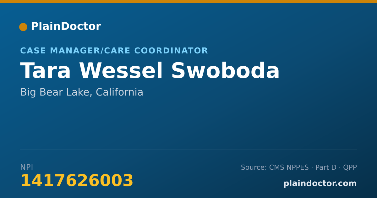Shareable card for Tara Wessel Swoboda - Case Manager/Care Coordinator, Big Bear Lake, CA