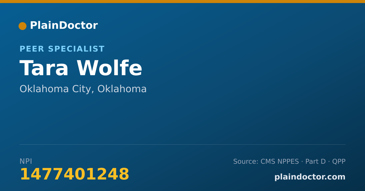 Shareable card for Tara Wolfe - Peer Specialist, Oklahoma City, OK