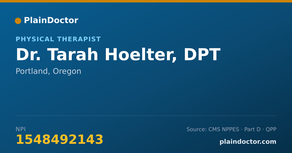 Shareable card for Tarah Hoelter, DPT - Physical Therapist, Portland, OR