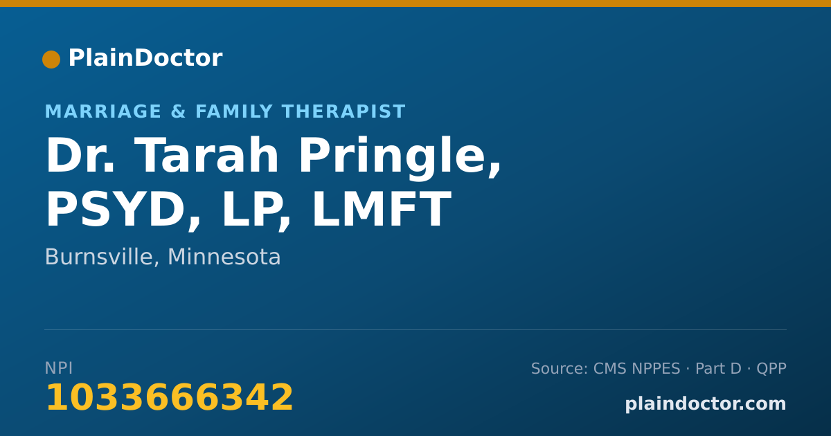 Shareable card for Tarah Pringle, PSYD, LP, LMFT - Marriage & Family Therapist, Burnsville, MN