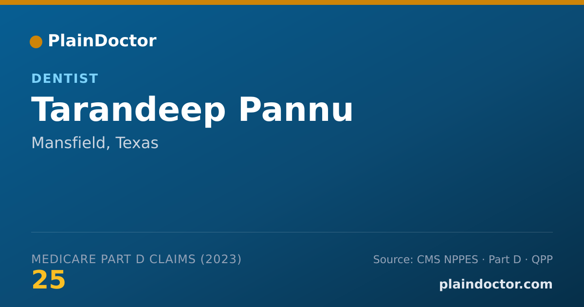 Shareable card for Tarandeep Pannu - Dentist, Mansfield, TX