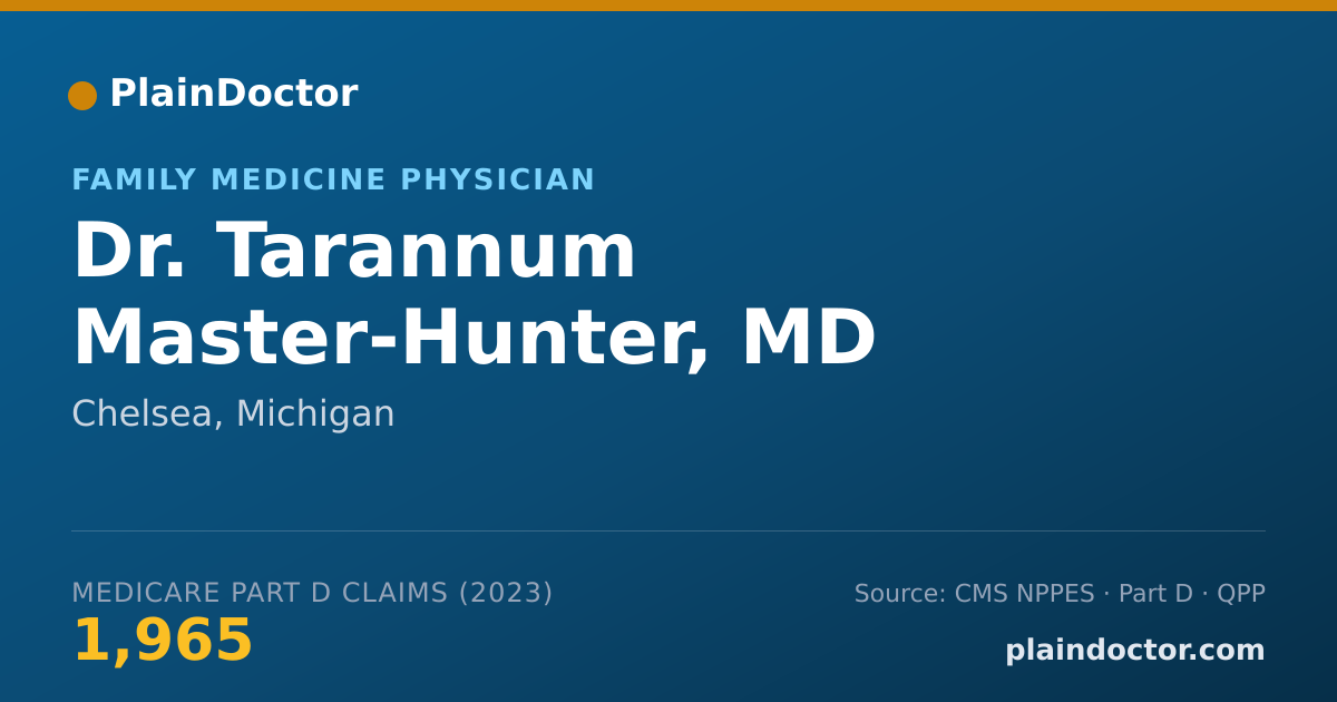 Shareable card for Tarannum Master-Hunter, MD - Family Medicine Physician, Chelsea, MI