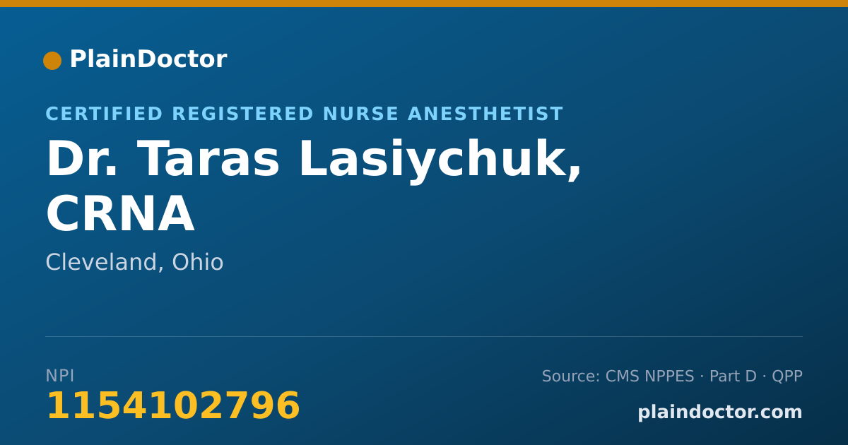 Shareable card for Taras Lasiychuk, CRNA - Certified Registered Nurse Anesthetist, Cleveland, OH