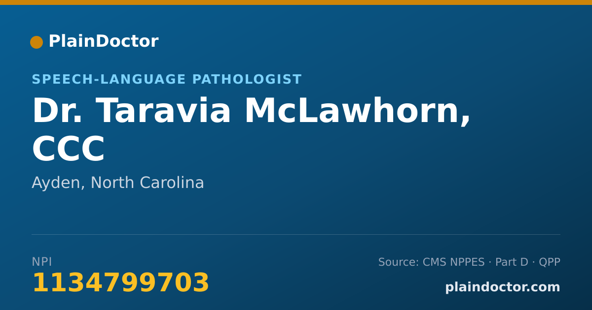 Shareable card for Taravia McLawhorn, CCC - Speech-Language Pathologist, Ayden, NC