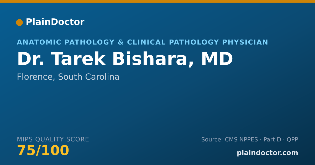 Shareable card for Tarek Bishara, MD - Anatomic Pathology & Clinical Pathology Physician, Florence, SC