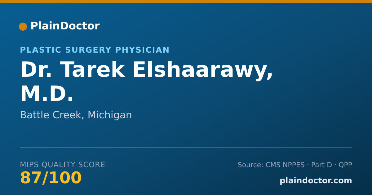 Shareable card for Tarek Elshaarawy, M.D. - Plastic Surgery Physician, Battle Creek, MI