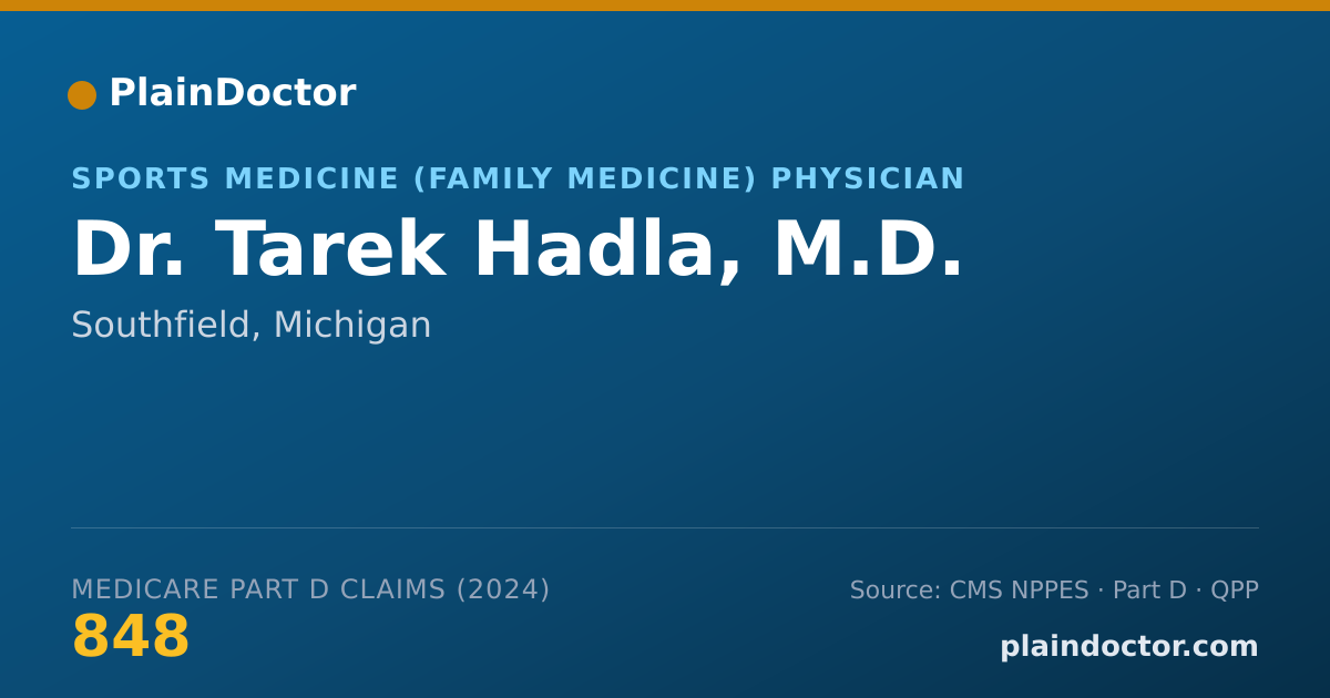 Shareable card for Tarek Hadla, M.D. - Family Medicine Physician, Southfield, MI