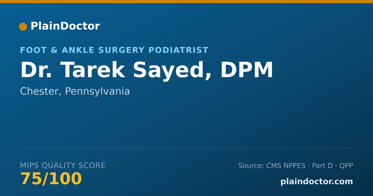 Shareable card for Tarek Sayed, DPM - Foot & Ankle Surgery Podiatrist, Chester, PA