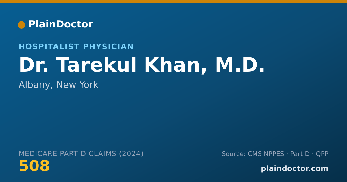 Shareable card for Tarekul Khan, M.D. - Internal Medicine Physician, Albany, NY