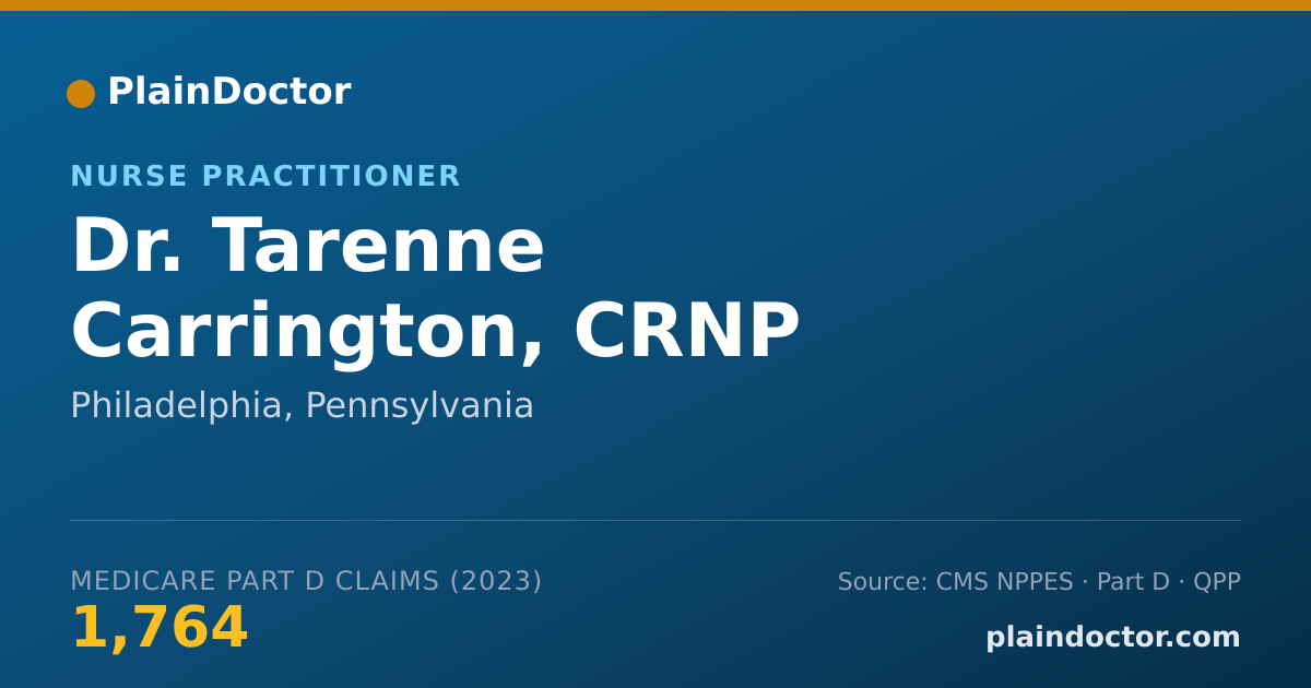 Shareable card for Tarenne Carrington, CRNP - Nurse Practitioner, Philadelphia, PA
