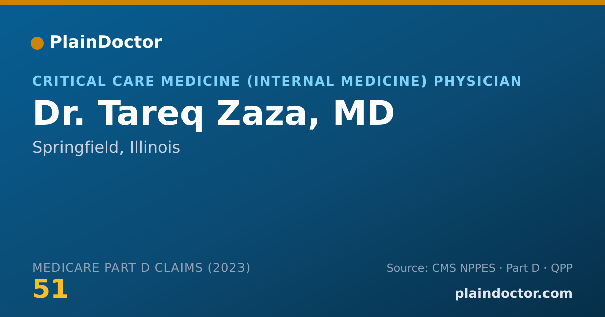Shareable card for Tareq Zaza, MD - Critical Care Medicine (Internal Medicine) Physician, Springfield, IL