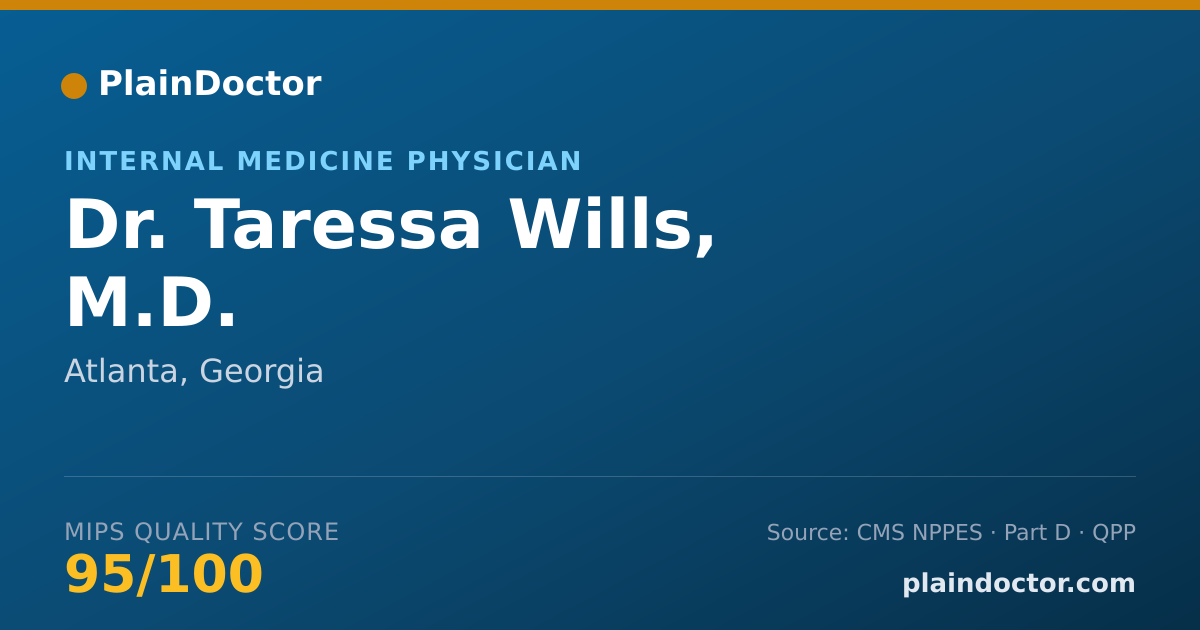 Shareable card for Taressa Wills, M.D. - Internal Medicine Physician, Atlanta, GA