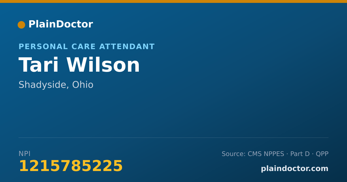 Shareable card for Tari Wilson - Personal Care Attendant, Shadyside, OH