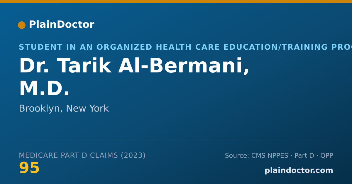 Shareable card for Tarik Al-Bermani, M.D. - Student in an Organized Health Care Education/Training Program, Brooklyn, NY