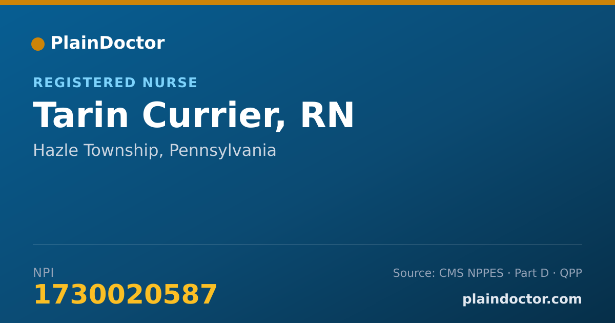 Shareable card for Tarin Currier, RN - Registered Nurse, Hazle Township, PA