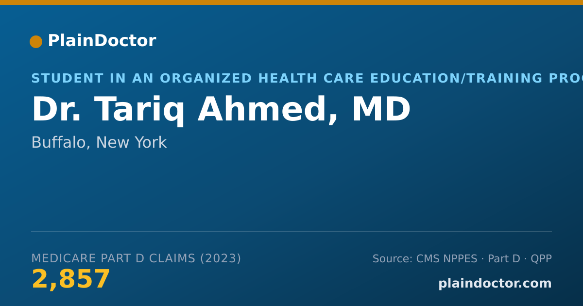 Shareable card for Tariq Ahmed, MD - Student in an Organized Health Care Education/Training Program, Buffalo, NY