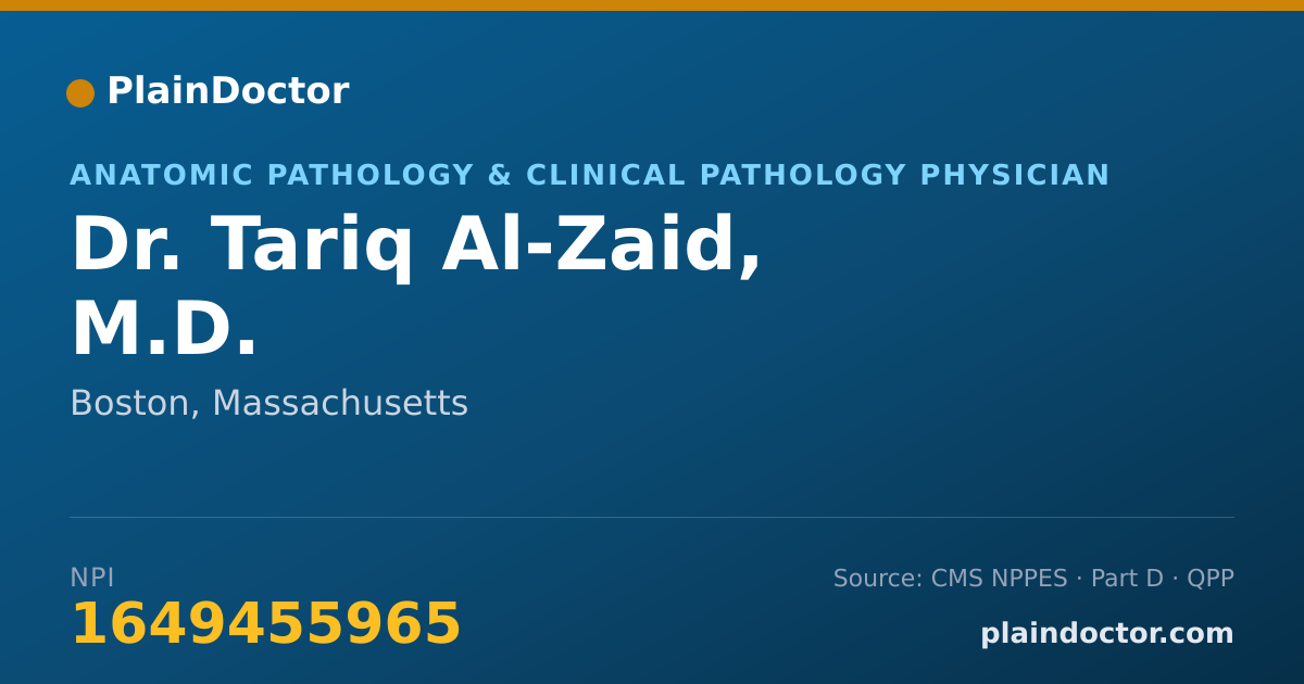 Shareable card for Tariq Al-Zaid, M.D. - Anatomic Pathology & Clinical Pathology Physician, Boston, MA