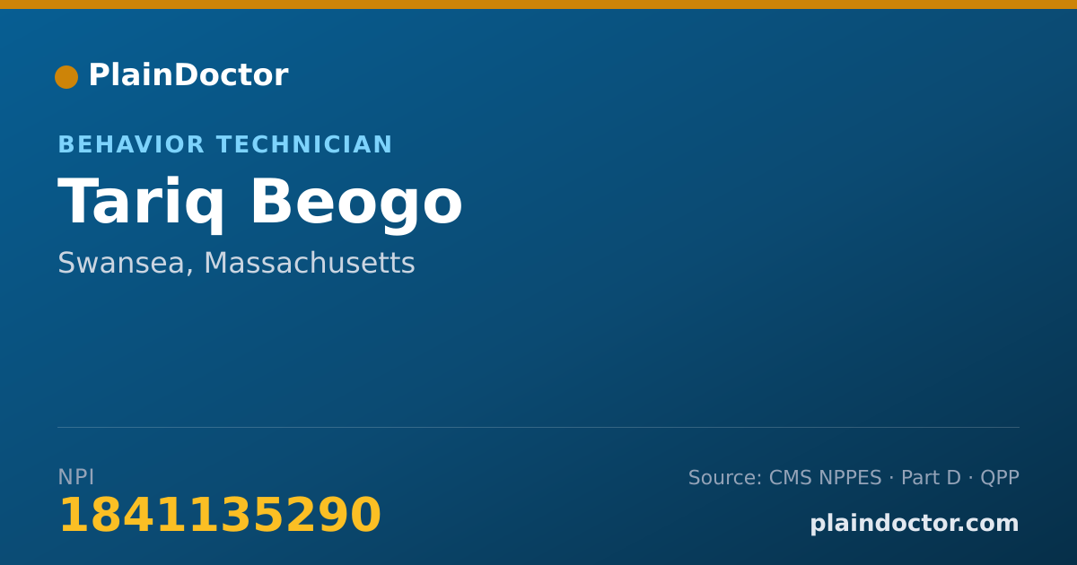 Shareable card for Tariq Beogo - Behavior Technician, Swansea, MA