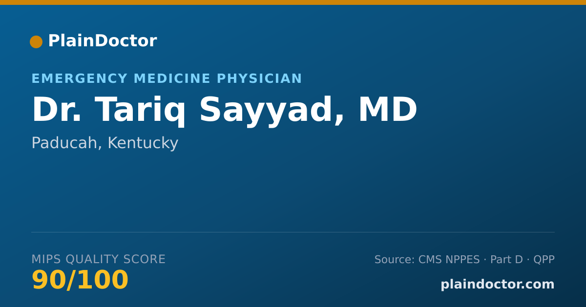 Shareable card for Tariq Sayyad, MD - Emergency Medicine Physician, Paducah, KY