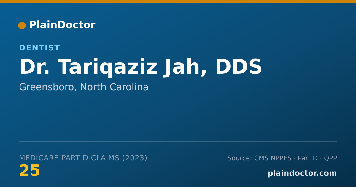 Shareable card for Tariqaziz Jah, DDS - Dentist, Greensboro, NC