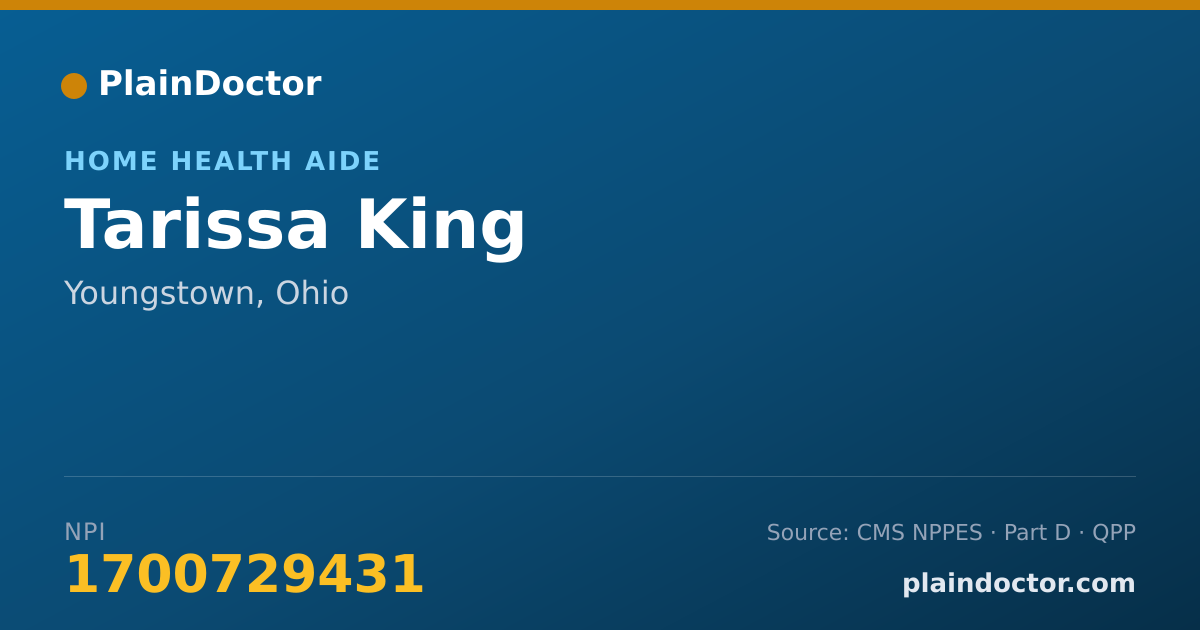 Shareable card for Tarissa King - Home Health Aide, Youngstown, OH