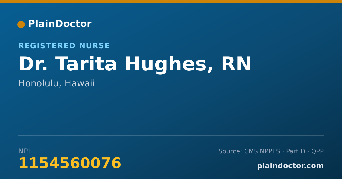 Shareable card for Tarita Hughes, RN - Registered Nurse, Honolulu, HI