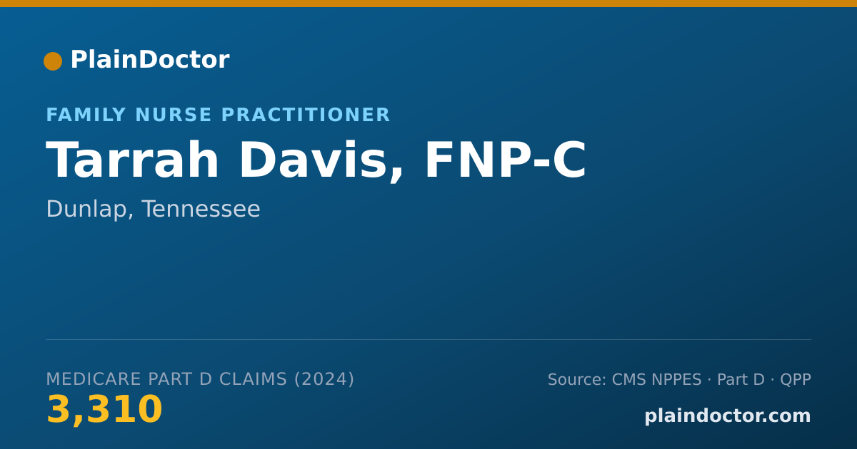 Shareable card for Tarrah Davis, FNP-C - Family Nurse Practitioner, Dunlap, TN