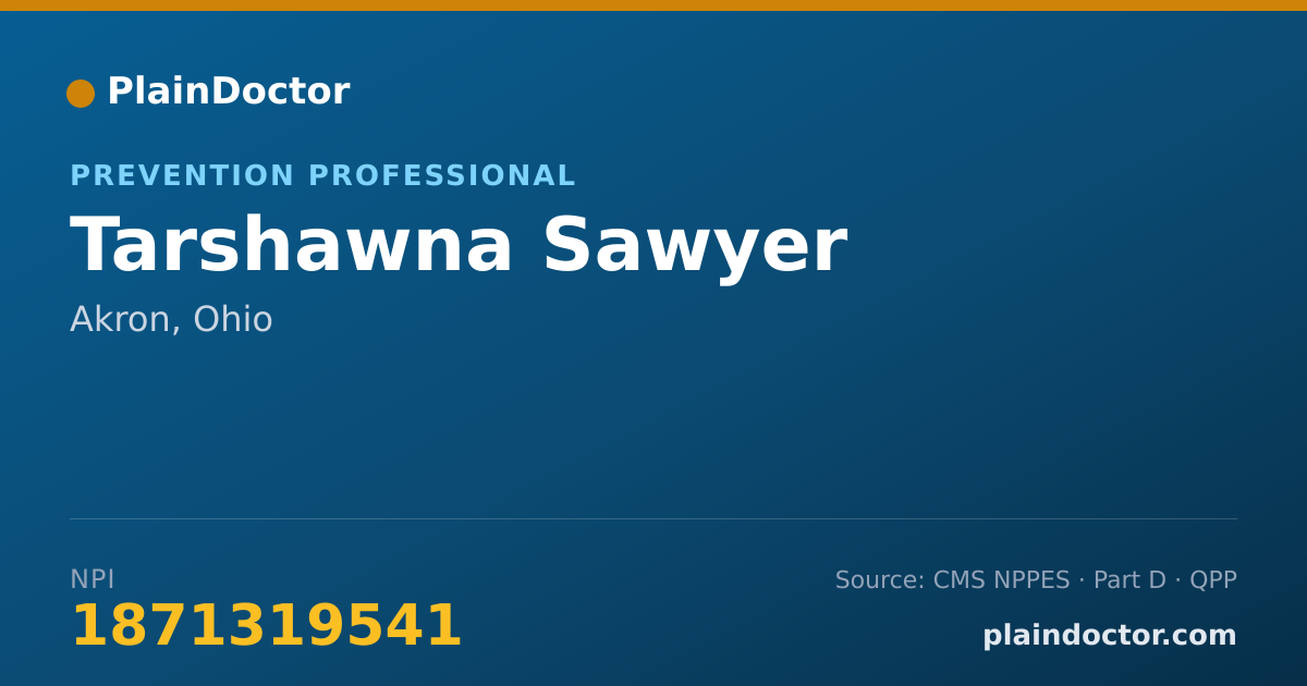 Shareable card for Tarshawna Sawyer - Prevention Professional, Akron, OH
