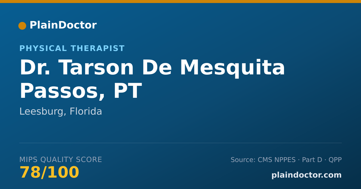 Shareable card for Tarson De Mesquita Passos, PT - Physical Therapist, Leesburg, FL