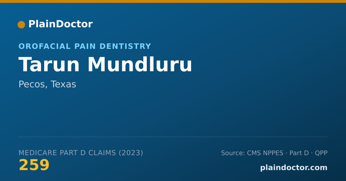 Shareable card for Tarun Mundluru - Orofacial Pain Dentistry, Pecos, TX