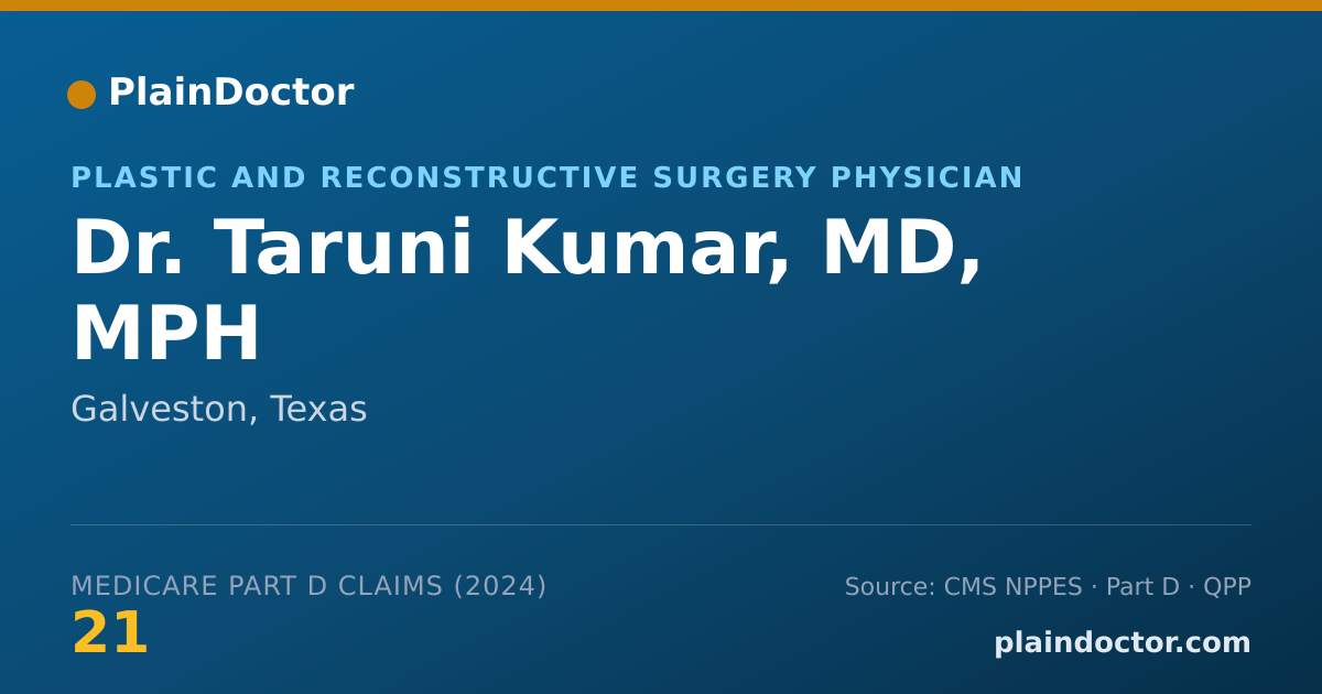 Shareable card for Taruni Kumar, MD, MPH - Plastic and Reconstructive Surgery Physician, Galveston, TX