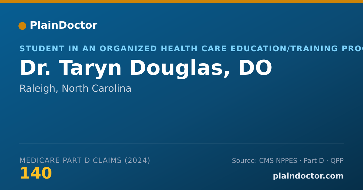 Shareable card for Taryn Douglas, DO - Student in an Organized Health Care Education/Training Program, Raleigh, NC