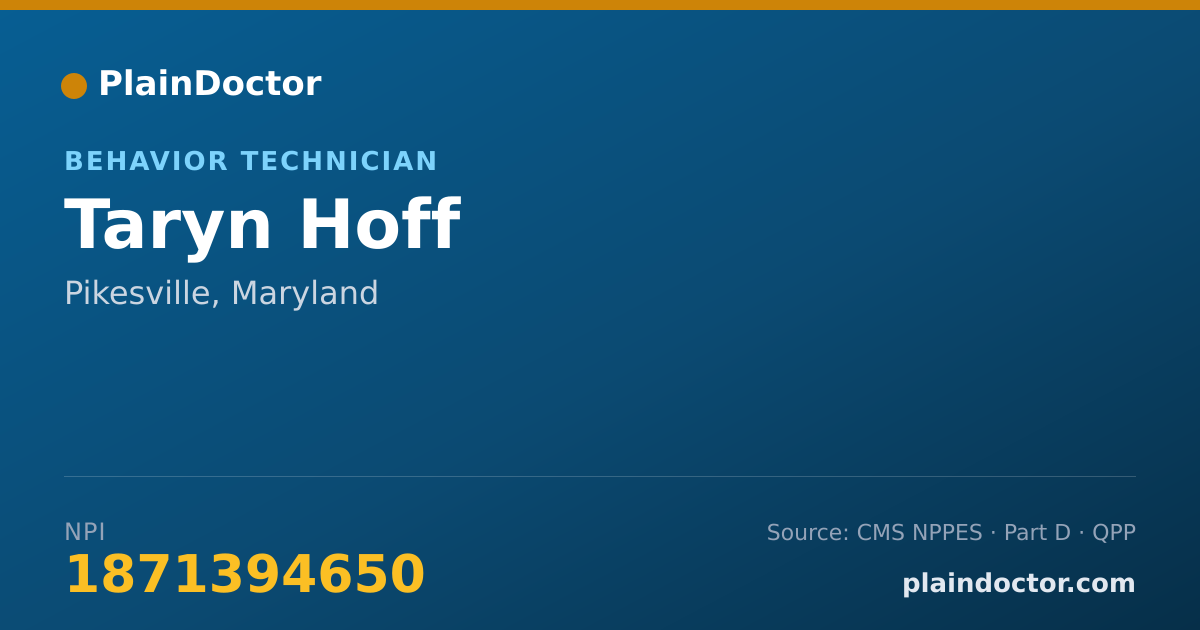 Shareable card for Taryn Hoff - Behavior Technician, Pikesville, MD