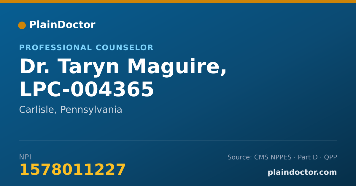 Shareable card for Taryn Maguire, LPC-004365 - Professional Counselor, Carlisle, PA