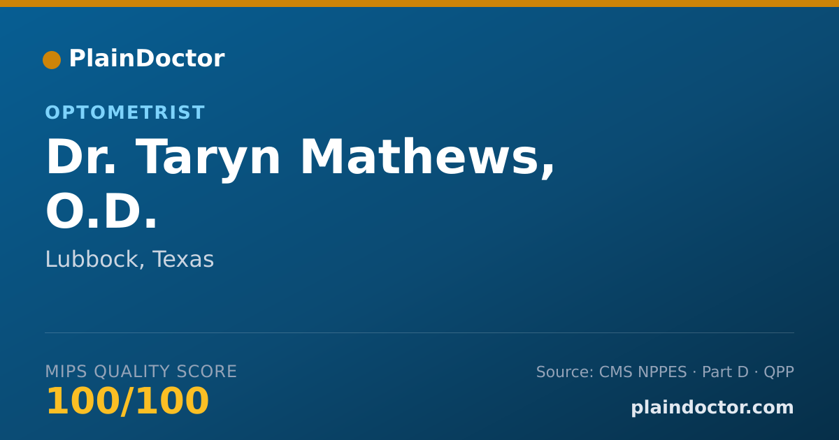 Shareable card for Taryn Mathews, O.D. - Optometrist, Lubbock, TX