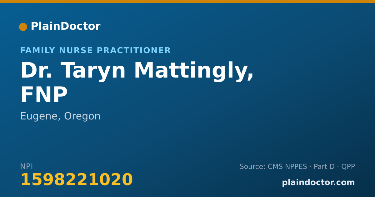 Shareable card for Taryn Mattingly, FNP - Family Nurse Practitioner, Eugene, OR