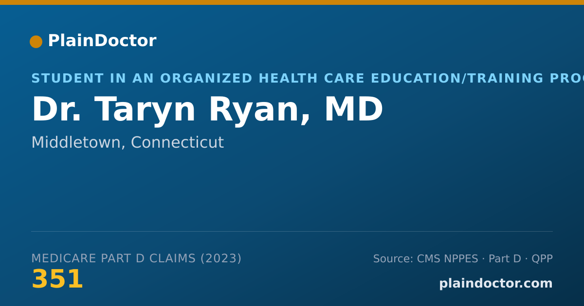 Shareable card for Taryn Ryan, MD - Student in an Organized Health Care Education/Training Program, Middletown, CT