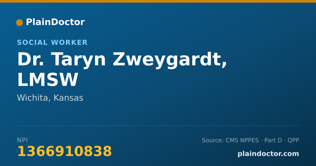 Shareable card for Taryn Zweygardt, LMSW - Social Worker, Wichita, KS