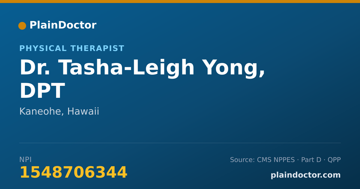 Shareable card for Tasha-Leigh Yong, DPT - Physical Therapist, Kaneohe, HI