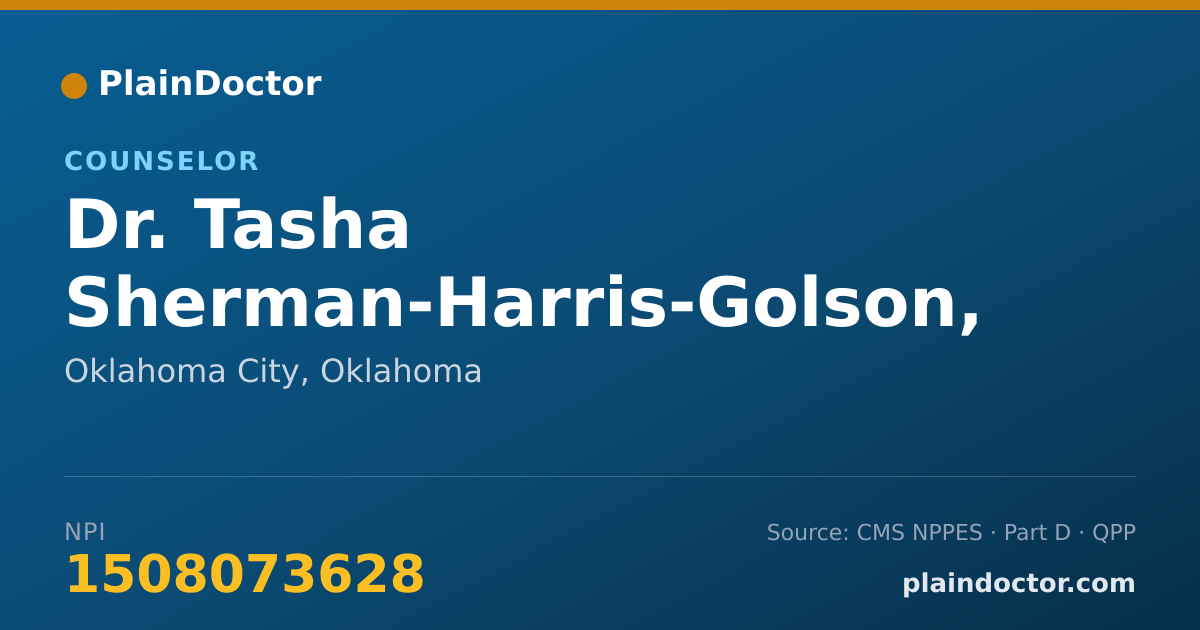 Shareable card for Tasha Sherman-Harris-Golson, MS - Counselor, Oklahoma City, OK