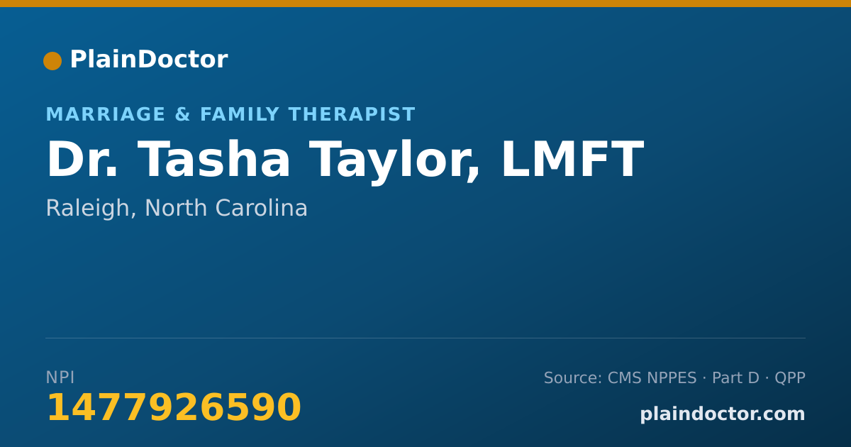 Shareable card for Tasha Taylor, LMFT - Marriage & Family Therapist, Raleigh, NC