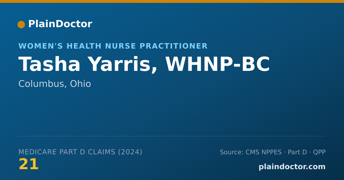 Shareable card for Tasha Yarris, WHNP-BC - Women's Health Nurse Practitioner, Columbus, OH