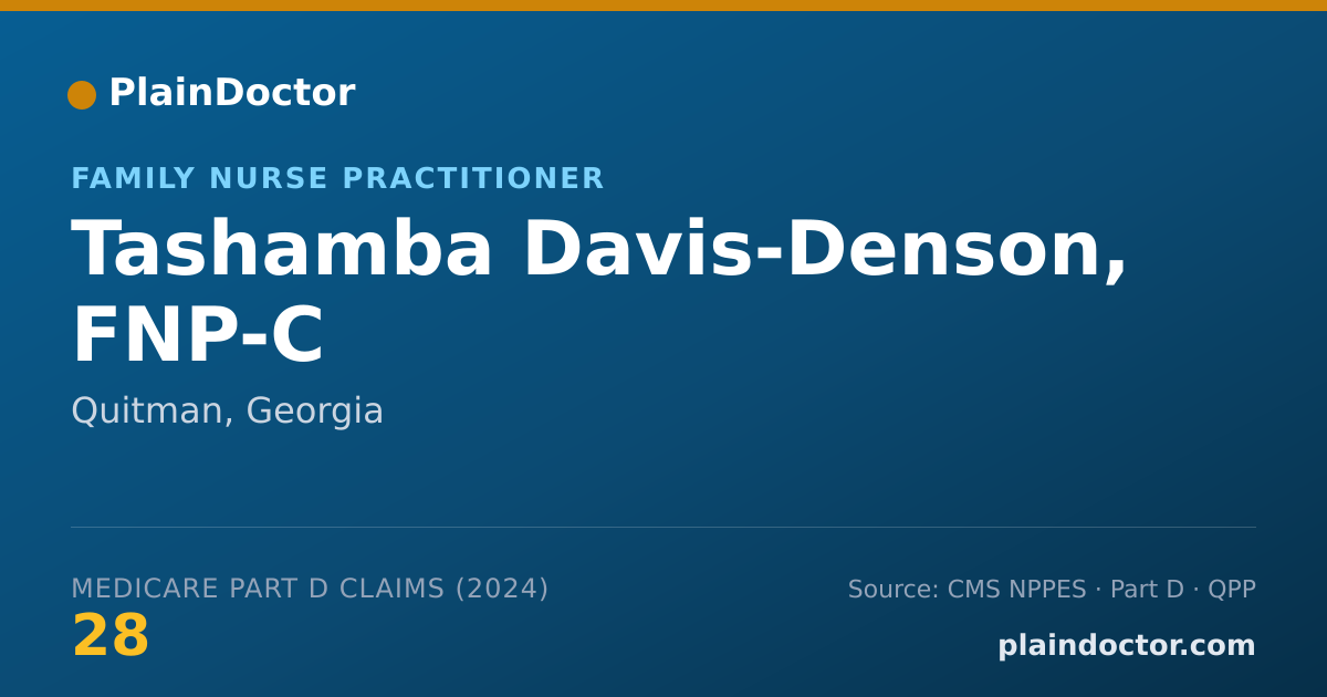 Shareable card for Tashamba Davis-Denson, FNP-C - Family Nurse Practitioner, Quitman, GA