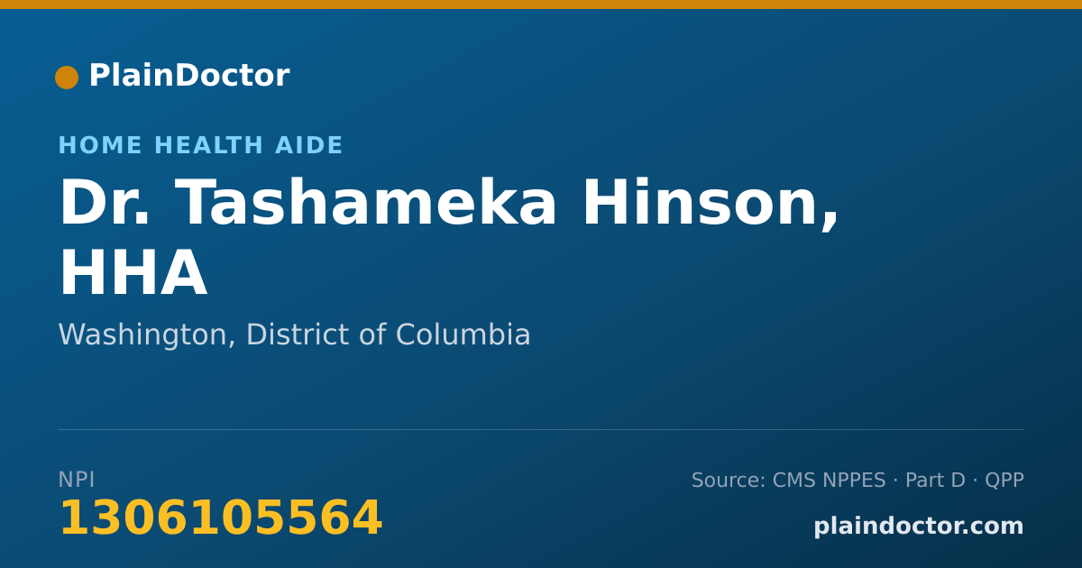 Shareable card for Tashameka Hinson, HHA - Home Health Aide, Washington, DC