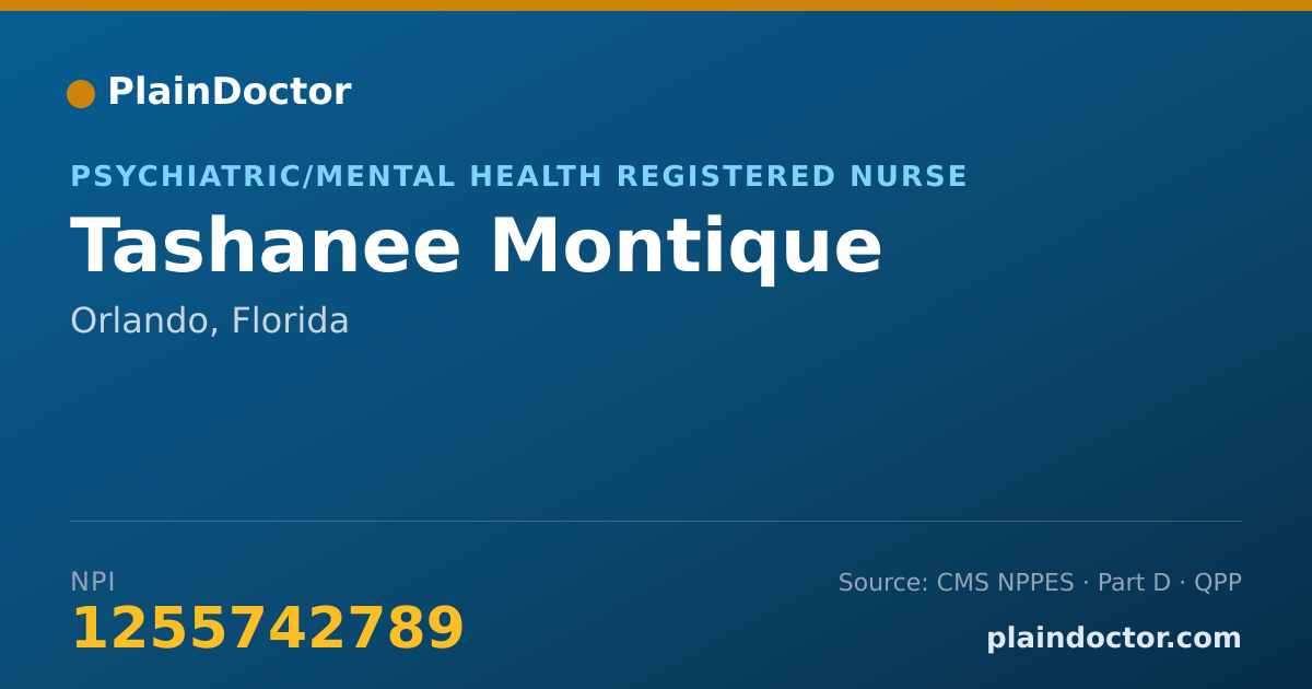 Shareable card for Tashanee Montique - Psychiatric/Mental Health Registered Nurse, Orlando, FL