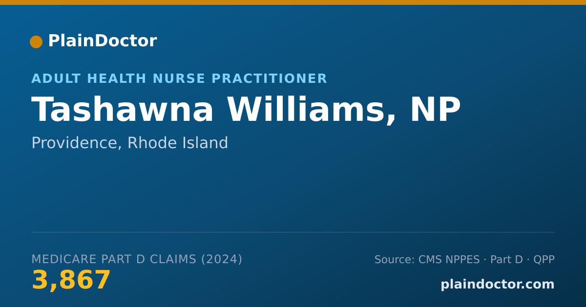 Shareable card for Tashawna Williams, NP - Adult Health Nurse Practitioner, Providence, RI