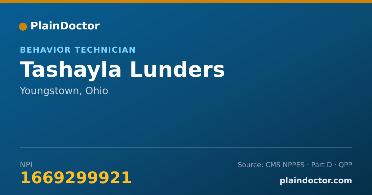 Shareable card for Tashayla Lunders - Behavior Technician, Youngstown, OH