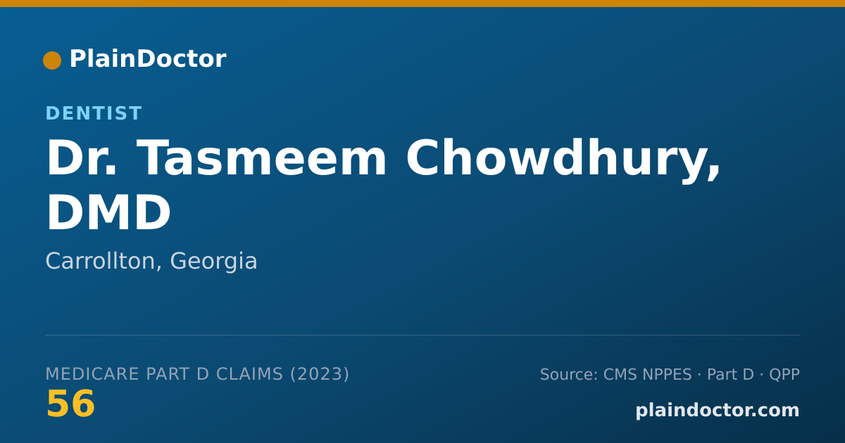 Shareable card for Tasmeem Chowdhury, DMD - Dentist, Carrollton, GA